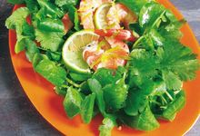 Crevettes marinées à la coriandre et au cresson