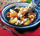 Tajine de cuisses de lapin, pommes de terre au safran et au Bleu d'Auvergne