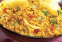 Maïs fondant façon risotto avec poires et gorgonzola