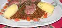 Joues de Porc Confites sur Lit de Lentilles aux Saveurs de Pain d'Epices