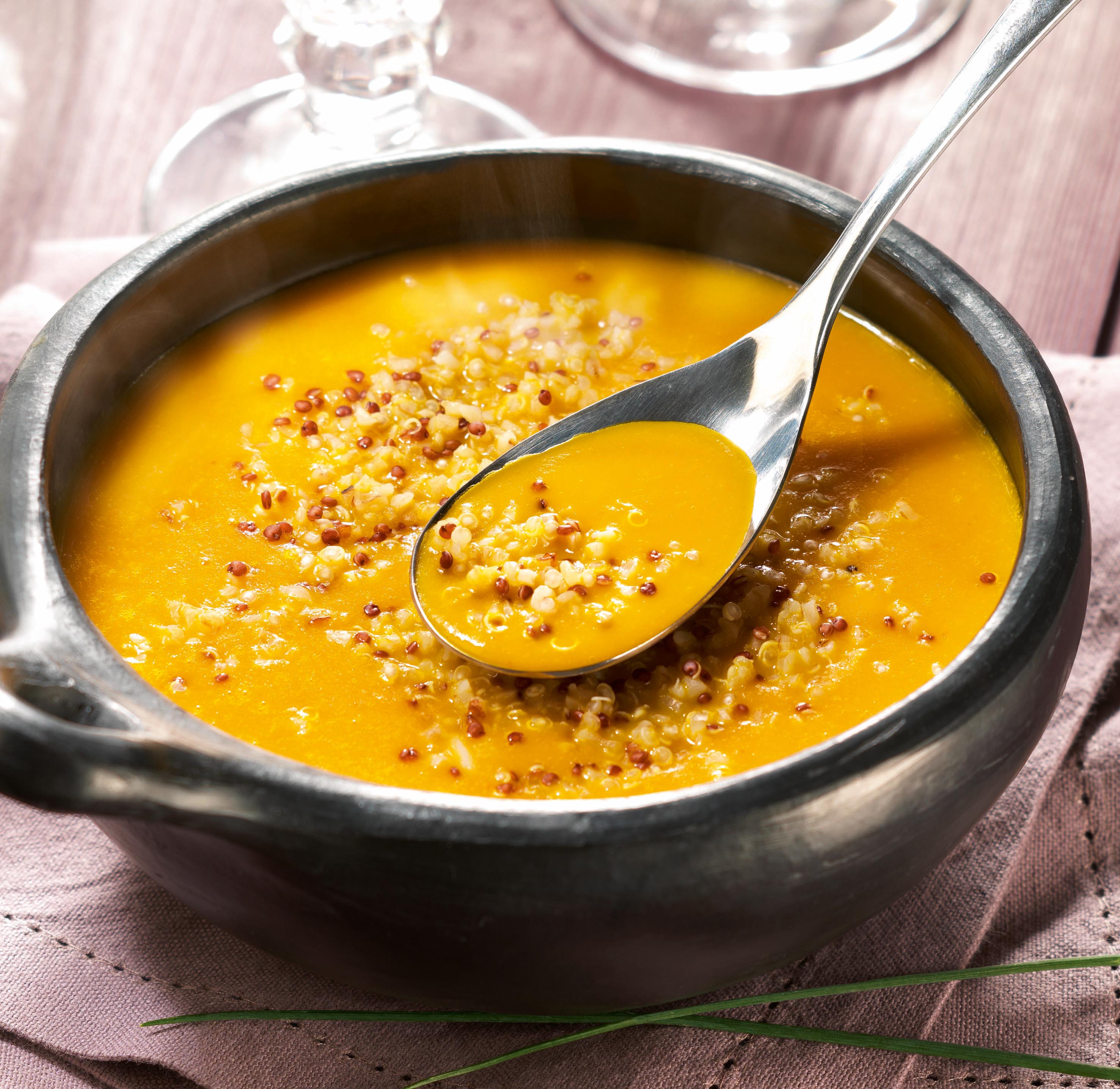 Recette soupe de potimarron au quinoa gourmand