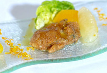 Salade d’Huîtres Marennes Oléron panées aux agrumes et sa vinaigrette orange/cardamone