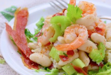 Salade terre-mer aux Haricots Tarbais et jambon de Bayonne croustillant