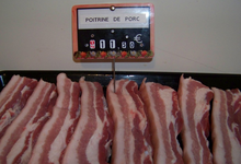 Tranches de poitrine de porc fermier