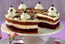 Gâteau aux myrtilles style "Forêt-noire“ avec des myrtilles sauvages du Canada