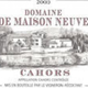 Cahors AOC Rouge Millésime 2009 Traditionnel - Domaine de Maison Neuve