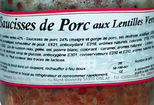 Saucisses de porc aux lentilles vertes