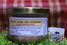 Plat cuisiné de dinde rouge des Ardennes sauce Ardennaise