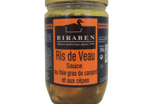 Biraben, Ris de veau, sauce au foie gras de canard et aux cèpes.
