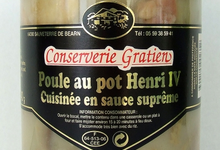 conserverie Gratien,  Poule au pot Henri IV cuisinée Sauce suprême