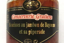 conserverie Gratien, Saucisses au jambon de Bayonne et sa piperade