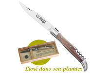 couteau de poche Laguiole - Tire-bouchon - Pointe de corne - en coffret bois