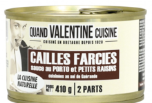 Cailles farcies sauce au porto et ses petits raisins