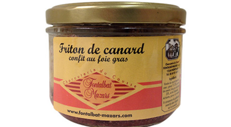 Charcuterie Fontalbat Mazars, friton de canard au foie gras