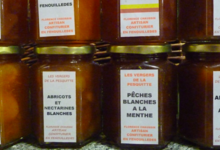 Les Confitures du Verger de la Pesquitte, pêches blanches à la menthe