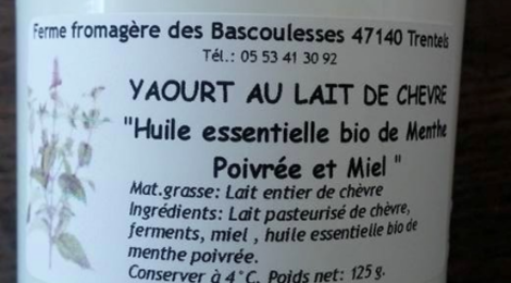 La Ferme des Bascoulesses, yaourt de chèvre à la menthe