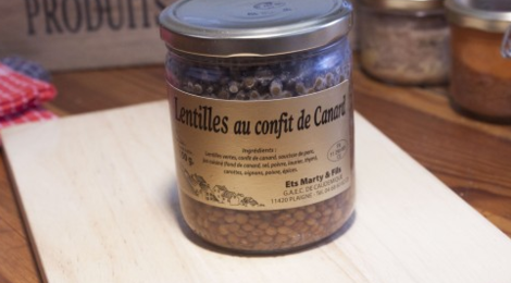 GAEC de caudemique. Lentilles au confit de canard 