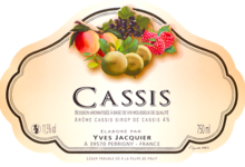 Yves Jacquier. Vins mousseux arômatisés Au sirop de cassis