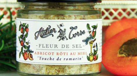 Atelier Corse. Fleur de sel . Abricot roti au miel , romarin