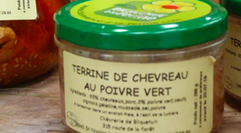 Chèvrerie de Bliquetuit. Terrine de chevreau au poivre vert