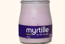 La Ferme des Peupliers. Yaourt myrtille au lait entier du jour