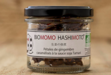 Biomomo Hashimoto. Pétales gingembre caramélisés à la sauce soja Tamari