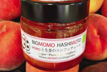 Biomomo Hashimoto. Confiture pêche gingembre