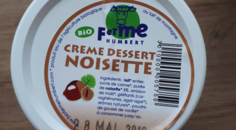 Ferme Humbert. Crème dessert noisette