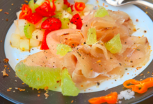 Carpaccio de marlin aux légumes frais