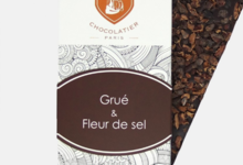 Edwart chocolatier. Tablette parsemée grué et fleur de sel