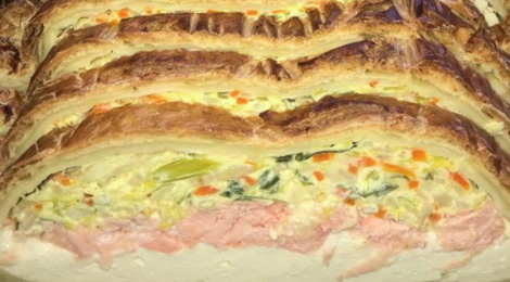 Feuilleté de saumon aux petits légumes