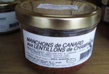 Les délices de l'Arnes. Canard Manchons aux Lentillons.