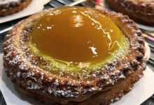 gâteau à la pulpe passion et crème brûlée à la menthe