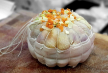 Boucherie DeGrande. poule désossée farcie petits légumes