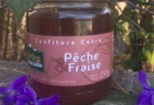 Les Jardins de la Haute-Vallée. Confiture pêche fraise