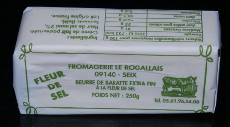 Fromagerie Le Rogallais. Beurre de baratte à la fleur de sel