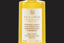 Plantin. Préparation culinaire à base d'huile d'olive vierge extra & d'arôme truffe blanche