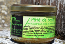 Ferme de la Corbette. Pâté de boeuf au raisin et marc de bourgogne